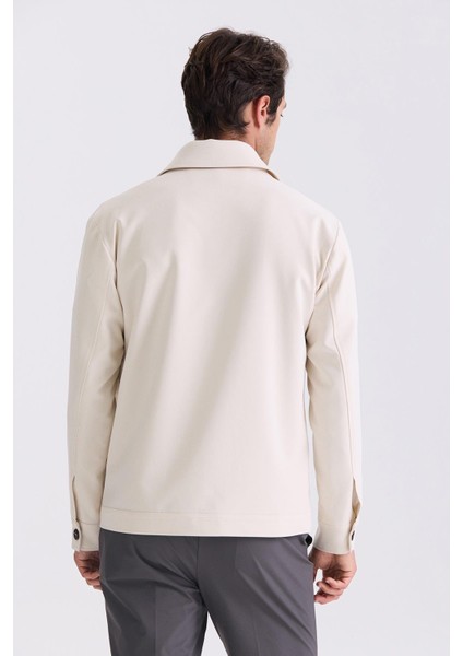 Krem Slim Fit Bebe Yaka Mevsimlik Mont