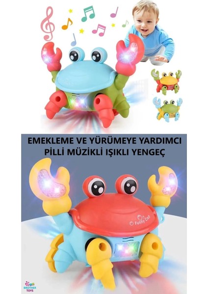 Yürüyen Yengeç Oyuncak İpli Işıklı Müzikli Emeklemeye ve Yürümeye Yardımcı