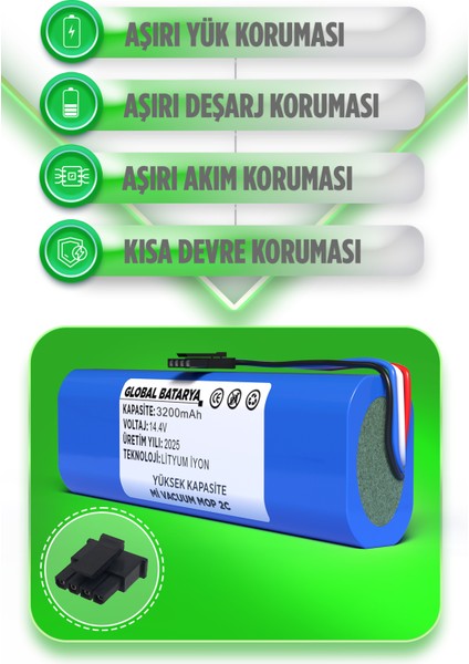 Xiaomi Mi Vacuum Mop 2c 2in1 Uyumlu Akıllı Robot Süpürge Bataryası 14.4V 3200MAH Li-Ion Pil (Yüksek Kapasite) fiyatları