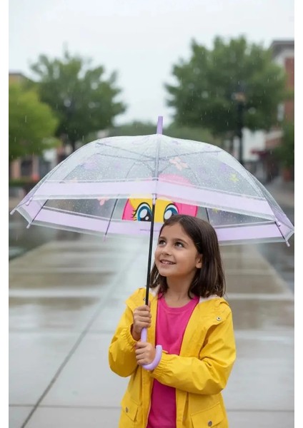 My Little Pony Lisanslı Şeffaf Uzun Saplı Şemsiye - Fluttershy