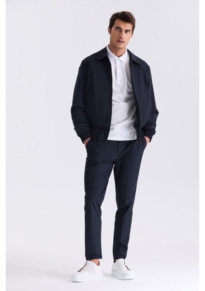 Lacivert Comfort Fit Bebe Yaka Mevsimlik Mont