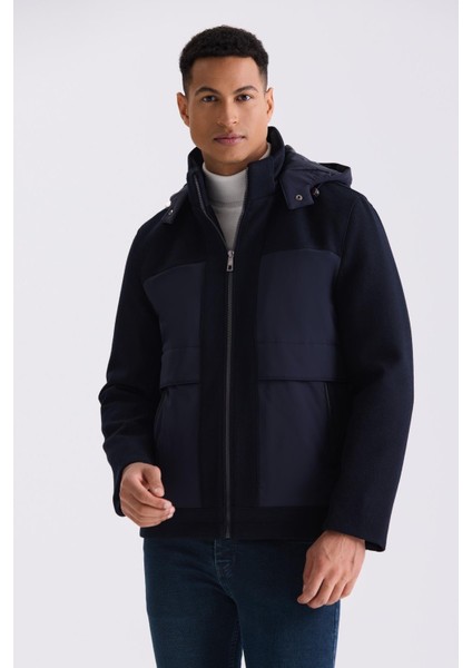 Lacivert Comfort Fit Kapüşonlu Fermuar Detaylı Kışlık Mont indirimleri
