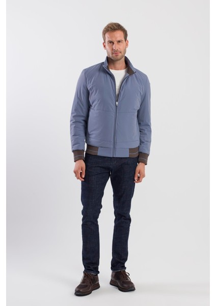 Mavi Comfort Fit Dik Yaka Mont