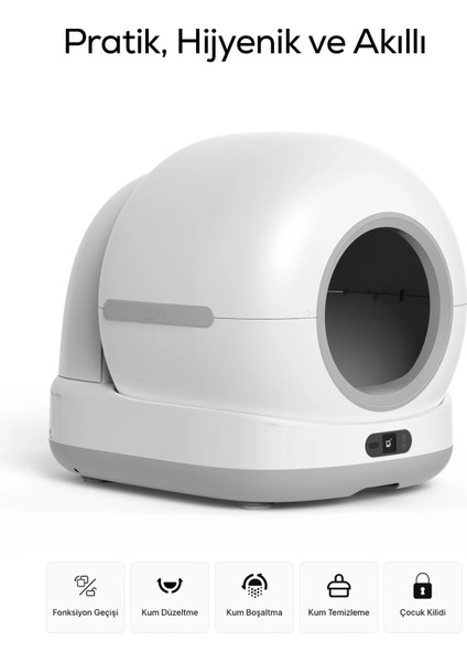 Akıllı Otomatik Kedi Tuvaleti Uv Sterilizasyonlu 72L Hacim 7l Kapasiteli Mobil Uygulama Kontrollü Cat Cleaner X8624