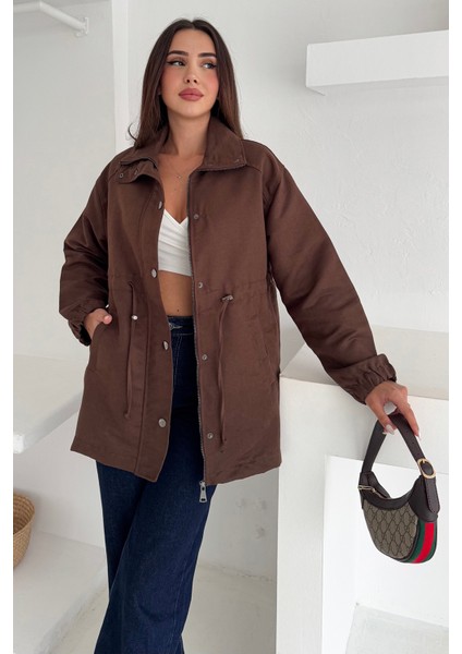 Kadın Bel Büzgülü Düğmeli Ceket – Fonksiyonel & Modern Stil indirimleri