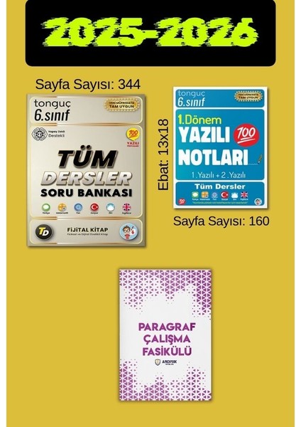 6. Sınıf Tüm Dersler Soru Bankası + 1. Dönem Yazılı Notları