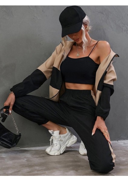 Eyesof Kadın Uzun Kollu Kapşonlu Önden Fermuarlı Viskon Iki Iplik Bluz ve Pantolon Ikili Takım fiyatları