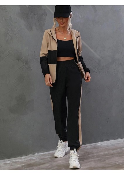 Eyesof Kadın Uzun Kollu Kapşonlu Önden Fermuarlı Viskon Iki Iplik Bluz ve Pantolon Ikili Takım modelleri