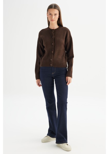 Relaxed Fit Geniş Kesim Düğmeli Kahverengi Triko Hırka fiyatları