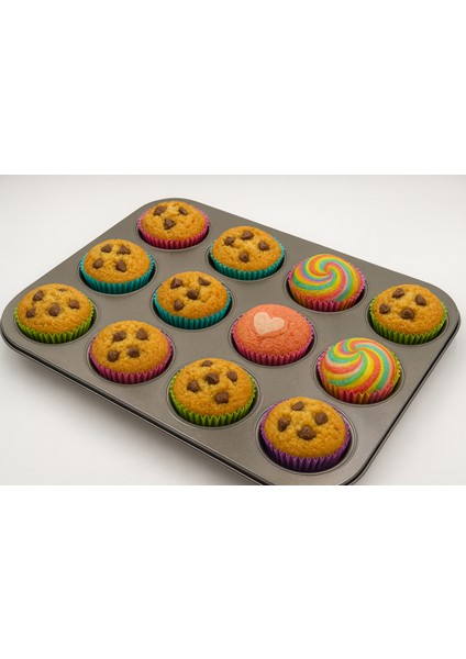 🧁 12’li Metal Muffin ve Cupcake Kek Kalıbı | Yapışmaz Kaplamalı Fırın Tepsisi – Dayanıklı, Isıya Dayanıklı, Kolay Temizlik modelleri