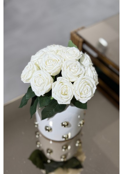 Beyaz Islak Gül Demeti 12'li modelleri