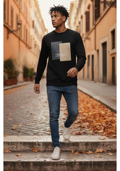Vier Bisiklet Yaka Erkek Sweatshirt Siyah modelleri