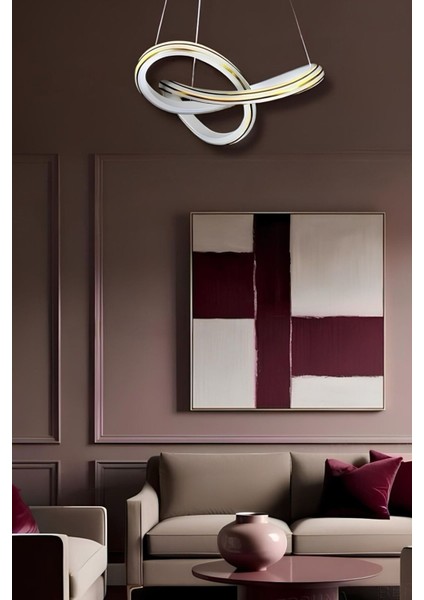 Nadya White Gold Tek Renk Modern Sarkıt LED Avize