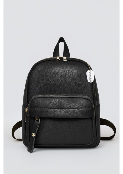 Unisex Suni Deri Fermuarlı Çok Gözlü Sırt Çantası