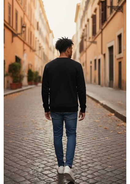 Vier Bisiklet Yaka Erkek Sweatshirt Siyah fırsatları