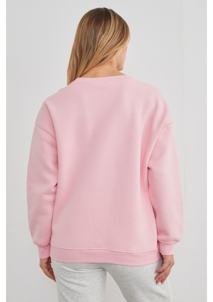 3 Iplik Fiyonk Nakışlı Oversize Sweatshirt