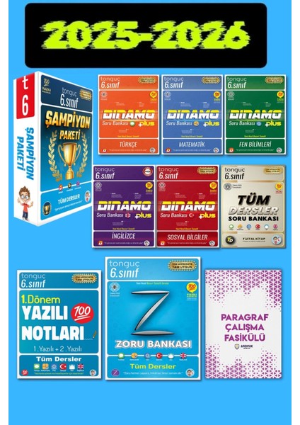 6. Sınıf Şampiyon Paketi + 6. Sınıf 1. Dönem Yazılı Notları