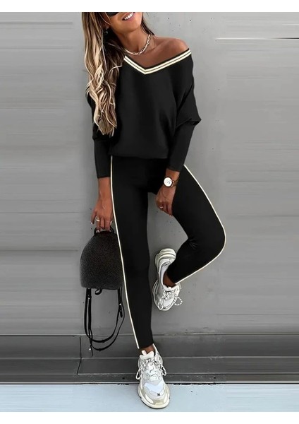 Kadın Uzun Kollu Tek Omuzu Açık Detaylı Viskon Iki Iplik Bluz ve Pantolon Ikili Takım modelleri