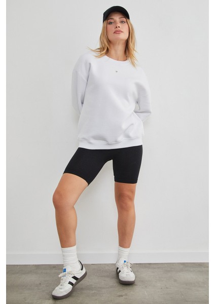 3 Iplik Taşlı Kalp Detaylı Oversize Sweatshirt fiyatları