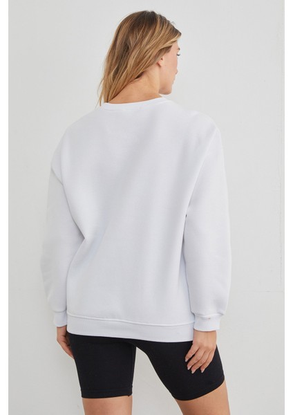 3 Iplik Taşlı Kalp Detaylı Oversize Sweatshirt modelleri