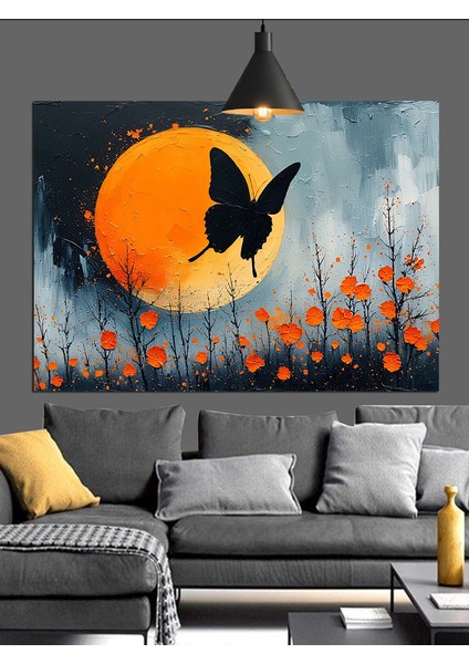 Kelebek Gün Batımı Ağacı Dekoratif Kanvas - Mdf Ahşap Tablo fiyatları