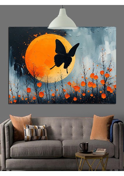 Kelebek Gün Batımı Ağacı Dekoratif Kanvas - Mdf Ahşap Tablo modelleri