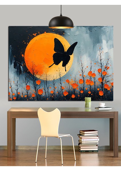 Kelebek Gün Batımı Ağacı Dekoratif Kanvas - Mdf Ahşap Tablo fırsatları