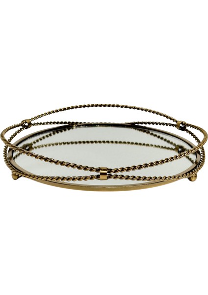 Eskitme Metal Halkalı Yuvarlak Tepsi