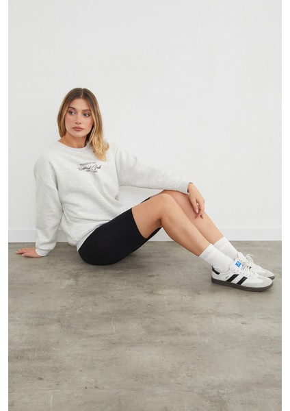 3 Iplik Manhattan Baskılı Bisiklet Yaka Sweatshirt