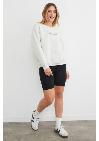 3 Iplik Manhattan Baskılı Bisiklet Yaka Sweatshirt modelleri