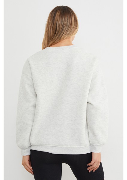 3 Iplik Manhattan Baskılı Bisiklet Yaka Sweatshirt