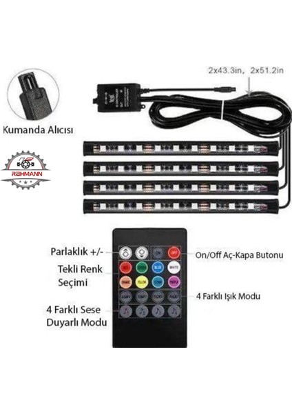 Toyota Corolla 2007-2008-2009-2010-2011-2012 Ayak Altı LED 12 Ledli Lamba Sese Duyarlı LED Müziğe Duyarlı LED indirimleri