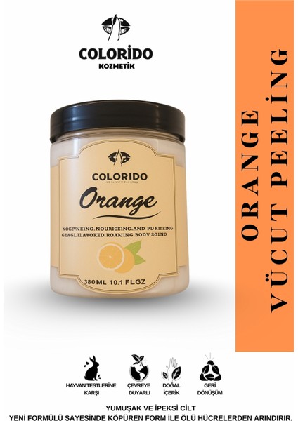 Colorido Portakallı Body Scrub Besleyici Arındırıcı Nemlendirici Vücut Peelingi 300 ml