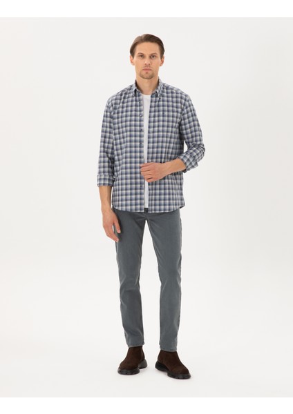 Erkek Mavi Regular Fit Kareli Uzun Kollu Gömlek 50291987-VR036 fırsatları