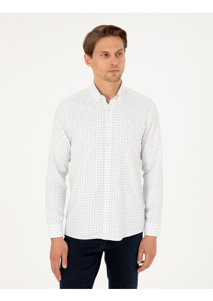 Erkek Yeşil Slim Fit Uzun Kollu Gömlek 50292262-VR054