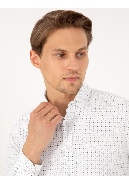 Erkek Yeşil Slim Fit Uzun Kollu Gömlek 50292262-VR054 fiyatları