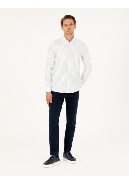 Erkek Yeşil Slim Fit Uzun Kollu Gömlek 50292262-VR054 fırsatları