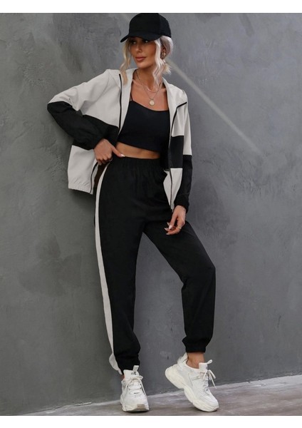 Kadın Uzun Kollu Kapşonlu Önden Fermuarlı Viskon Iki Iplik Bluz ve Pantolon Ikili Takım fiyatları