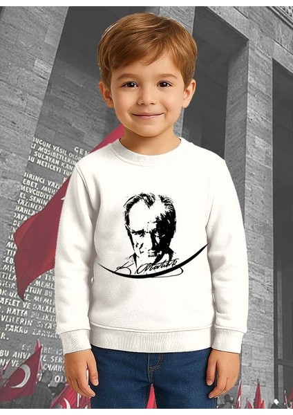 Unisex Ay Yıldızlı 19 Mayıs 29 Ekim 23 Nisan 10 Kasım Atatürk Çocuk 3 Iplik Şardonlu Sweatshirt fiyatları