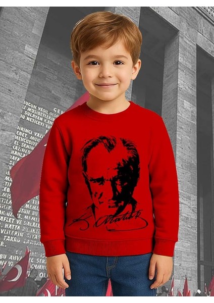 Unisex Ay Yıldızlı 19 Mayıs 29 Ekim 23 Nisan 10 Kasım Atatürk Çocuk 3 Iplik Şardonlu Sweatshirt fiyatları
