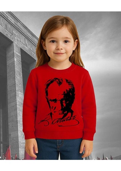 Unisex Ay Yıldızlı 19 Mayıs 29 Ekim 23 Nisan 10 Kasım Atatürk Çocuk 3 Iplik Şardonlu Sweatshirt modelleri