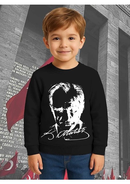 Unisex Ay Yıldızlı 19 Mayıs 29 Ekim 23 Nisan 10 Kasım Atatürk Çocuk 3 Iplik Şardonlu Sweatshirt modelleri