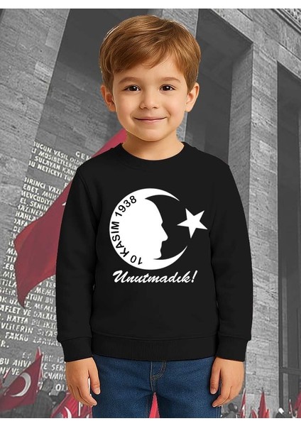 Unisex Ay Yıldızlı 19 Mayıs 29 Ekim 23 Nisan 10 Kasım Atatürk Çocuk 3 Iplik Şardonlu Sweatshirt fiyatları