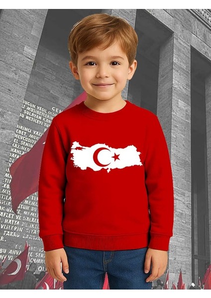 Unisex Ay Yıldızlı 19 Mayıs 29 Ekim 23 Nisan 10 Kasım Atatürk Çocuk 3 Iplik Şardonlu Sweatshirt fiyatları