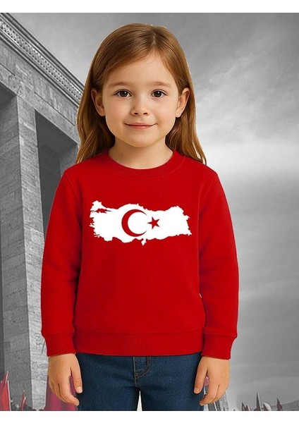 Unisex Ay Yıldızlı 19 Mayıs 29 Ekim 23 Nisan 10 Kasım Atatürk Çocuk 3 Iplik Şardonlu Sweatshirt modelleri