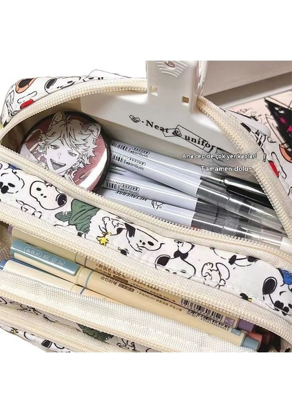 Snoopy Ipli Kalem Çantası Öğrenci Kapasitesi Çok Katmanlı Kırtasiye Sevimli Karikatür (Yurt Dışından) fiyatları