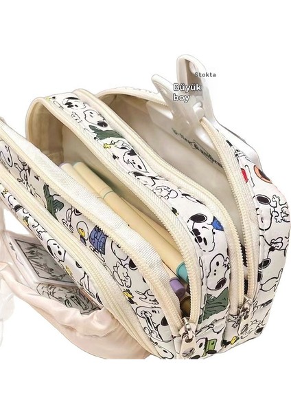 Snoopy Ipli Kalem Çantası Öğrenci Kapasitesi Çok Katmanlı Kırtasiye Sevimli Karikatür (Yurt Dışından) fırsatları