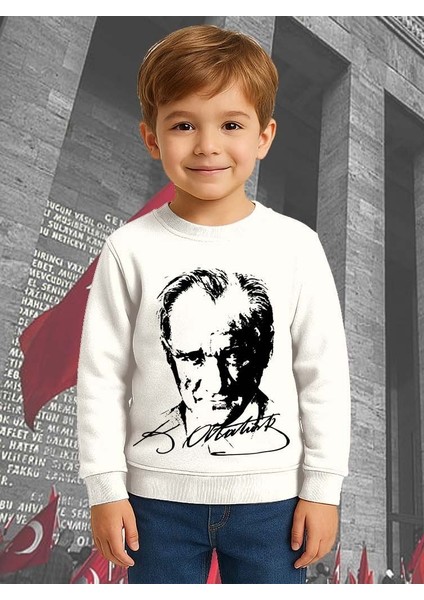 Unisex Ay Yıldızlı 19 Mayıs 29 Ekim 23 Nisan 10 Kasım Atatürk Çocuk 3 Iplik Şardonlu Sweatshirt modelleri