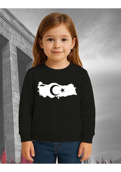 Unisex Ay Yıldızlı 19 Mayıs 29 Ekim 23 Nisan 10 Kasım Atatürk Çocuk 3 Iplik Şardonlu Sweatshirt modelleri