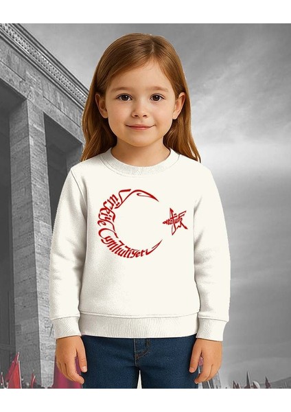 Unisex Ay Yıldızlı 19 Mayıs 29 Ekim 23 Nisan 10 Kasım Atatürk Çocuk 3 Iplik Şardonlu Sweatshirt fiyatları